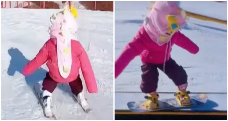 Future Olympian vibes: Adorable 4-year-old Chinese girl snowboards and skis like a pro in viral video