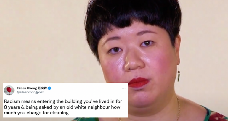 Australian poet Eileen Chong says she was asked a racist question by her white neighbor