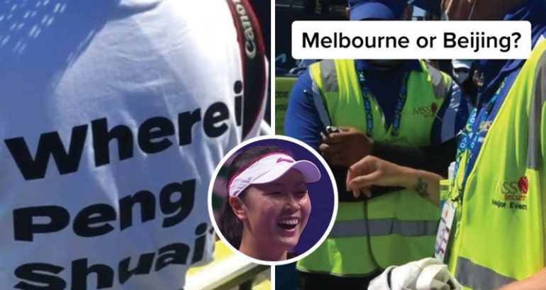 Australian Open reverses ban after outcry over confiscation of fans’ ‘Where is Peng Shuai?’ shirts