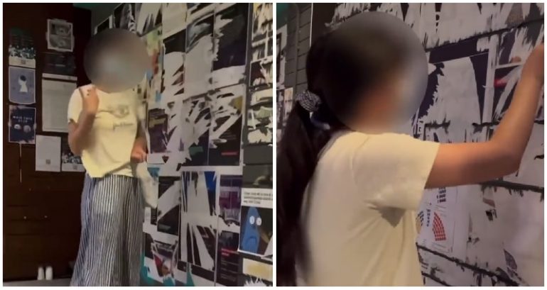 Chinese woman in Australia filmed ripping down Tiananmen Square posters, denying Uyghur ‘camps’ claim