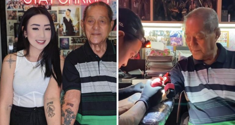 Singaporean woman and her 91-year-old grandfather get matching tattoos to signify their ‘special bond’