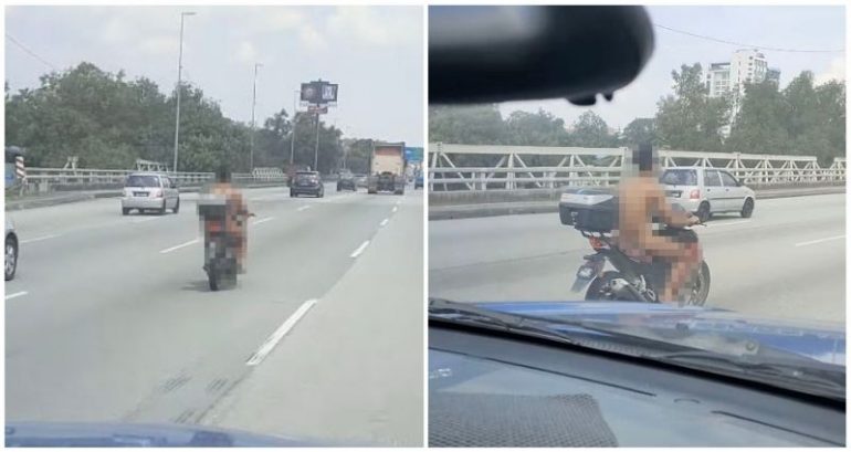 Malaysian man caught riding naked on a motorcycle after allegedly killing his wife and child