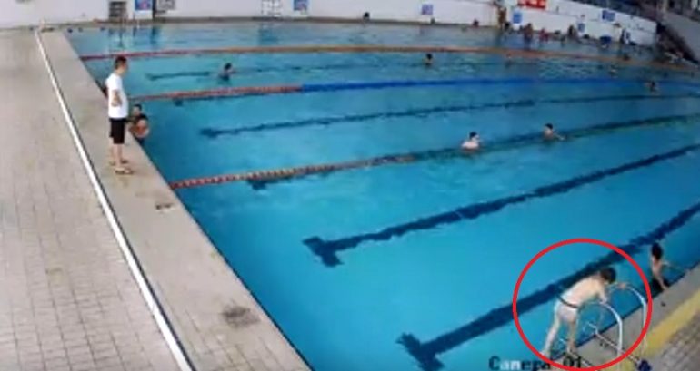 Chilling video captures boy drowning to death in packed public pool in China as no one notices