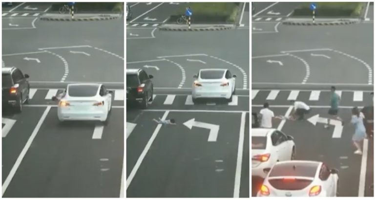 CCTV captures moment girl in China falls out of moving car as it drives away unaware