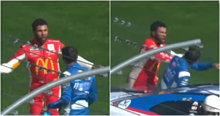 NASCAR suspends Bubba Wallace for wrecking and shoving Kyle Larson in Las Vegas race