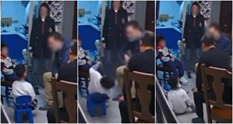 Viral video captures moment 5-year-old is slapped out of his chair by classmate’s father in China
