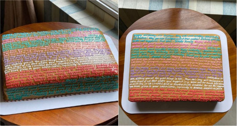 Cake with essay-length heartfelt messages goes viral in the Philippines