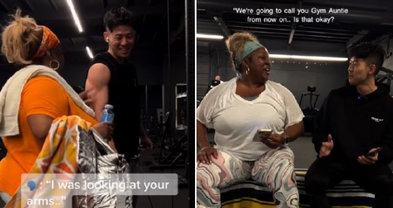 Woman becomes TikTok’s ‘Gym Auntie’ after wholesome encounter with fitness influencer