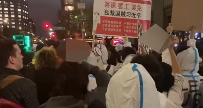 Chinese nationals hold anti-Xi protest in NYC on Halloween