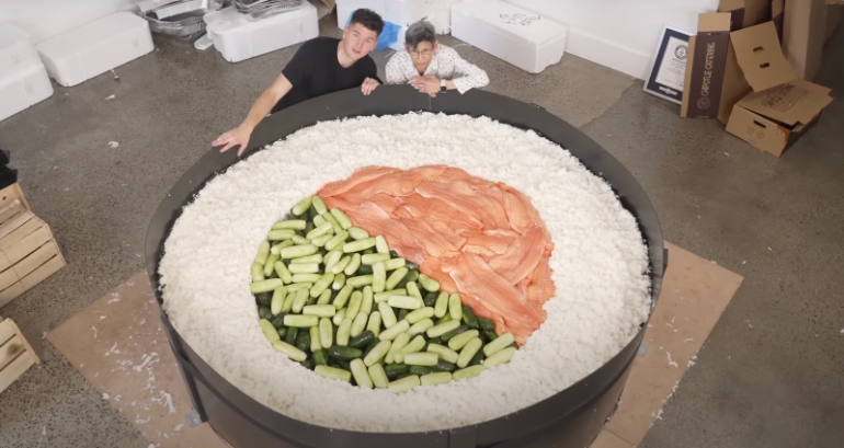 TikTok chefs break world record for largest sushi roll