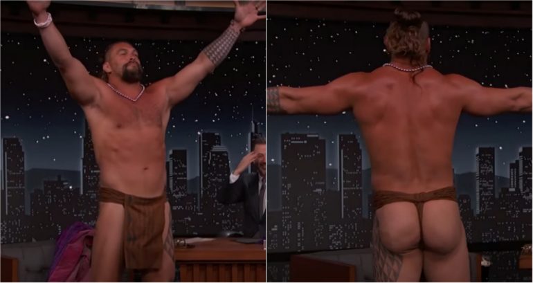 Jason Momoa shakes his ass in traditional Hawaiian malo on ‘Jimmy Kimmel Live’