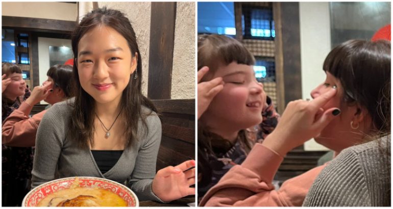 Photo taken at Asian restaurant in Georgia captures child being taught racist gesture