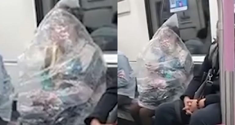 Video of Chinese woman eating a banana while wearing a plastic bag goes viral