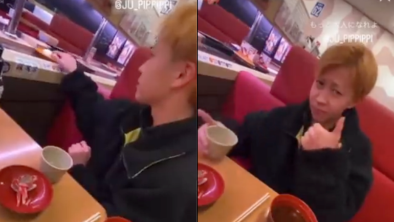 Viral video of Japanese student licking conveyer belt sushi prompts legal action