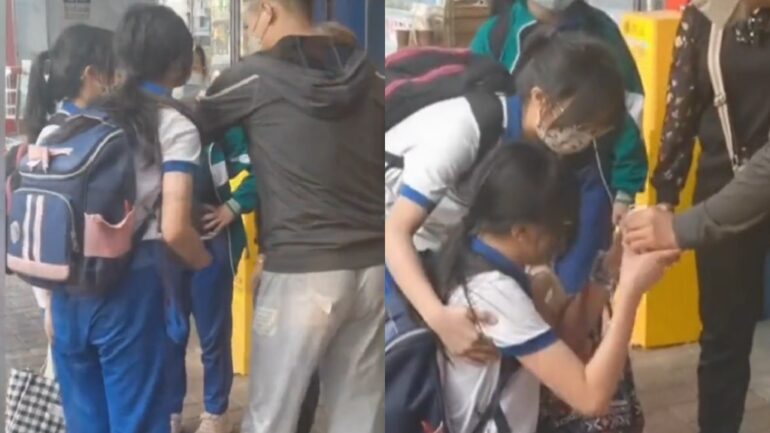 Viral video shows girl in China begging on her knees before woman finally returns her dropped money