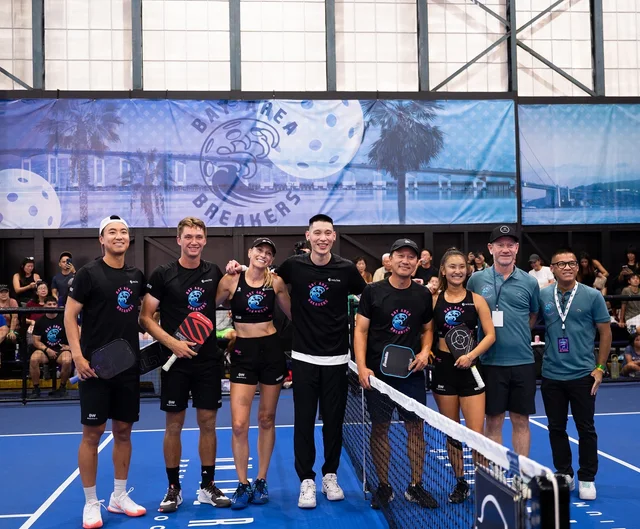 Players at the DINKsanity celebrity pickleball event