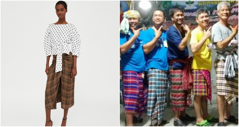 zara sells asian men's traditional garment as 'check mini skirt'