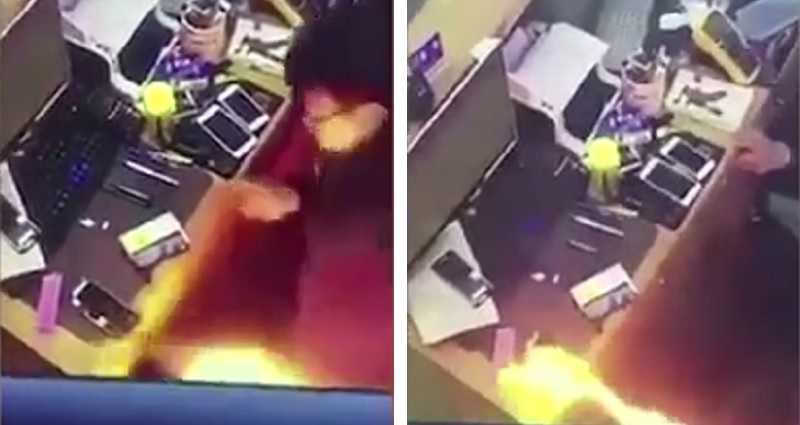 phone turns into mini flamethrower after chinese technician pokes hole in battery