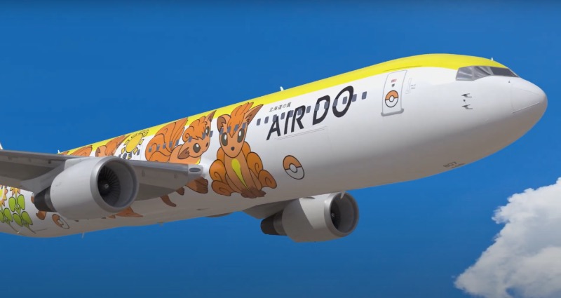 Vulpix pokemon airplane hokkaido tourism