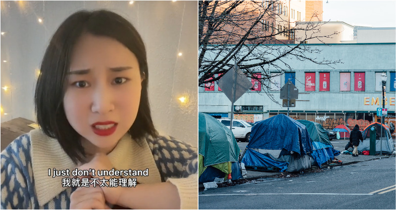 homeless people chinese woman shocked tiktok