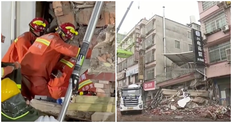 collapsed building