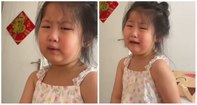 girl cries for looking like dad